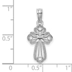 14K White Gold Polished Out Textured Cross Charm