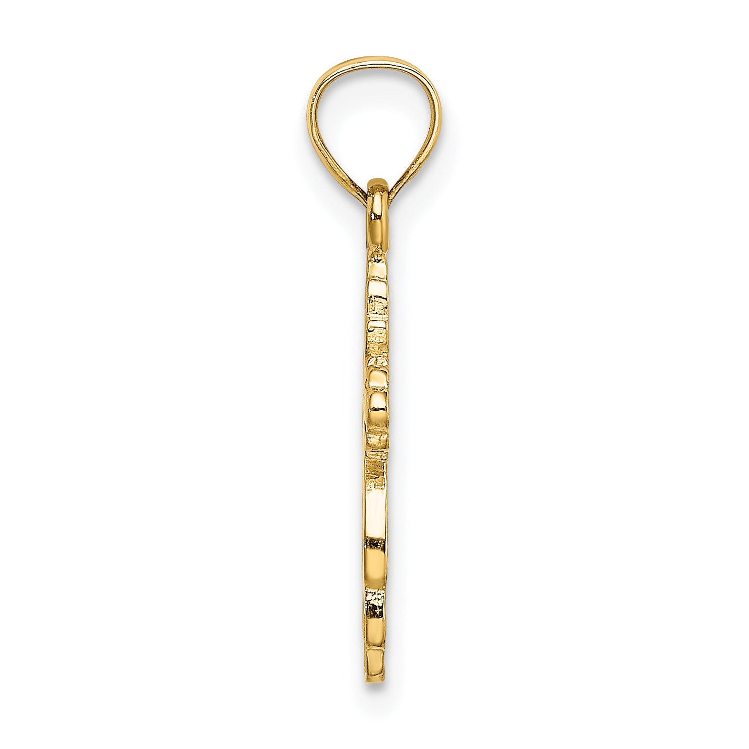 14K Solid Polished and Textured Cross Charm