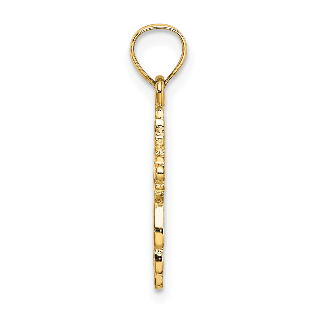 14K Solid Polished and Textured Cross Charm