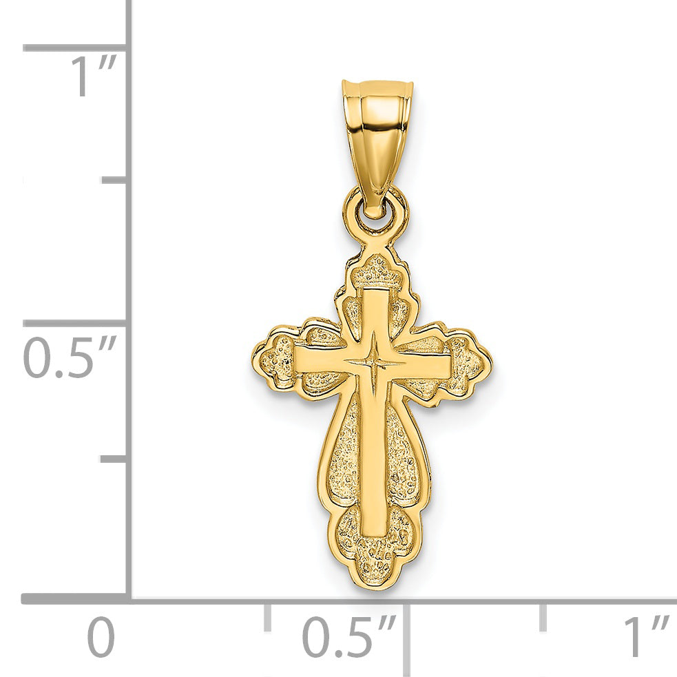 14K Solid Polished and Textured Cross Charm