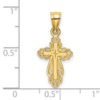 14K Solid Polished and Textured Cross Charm