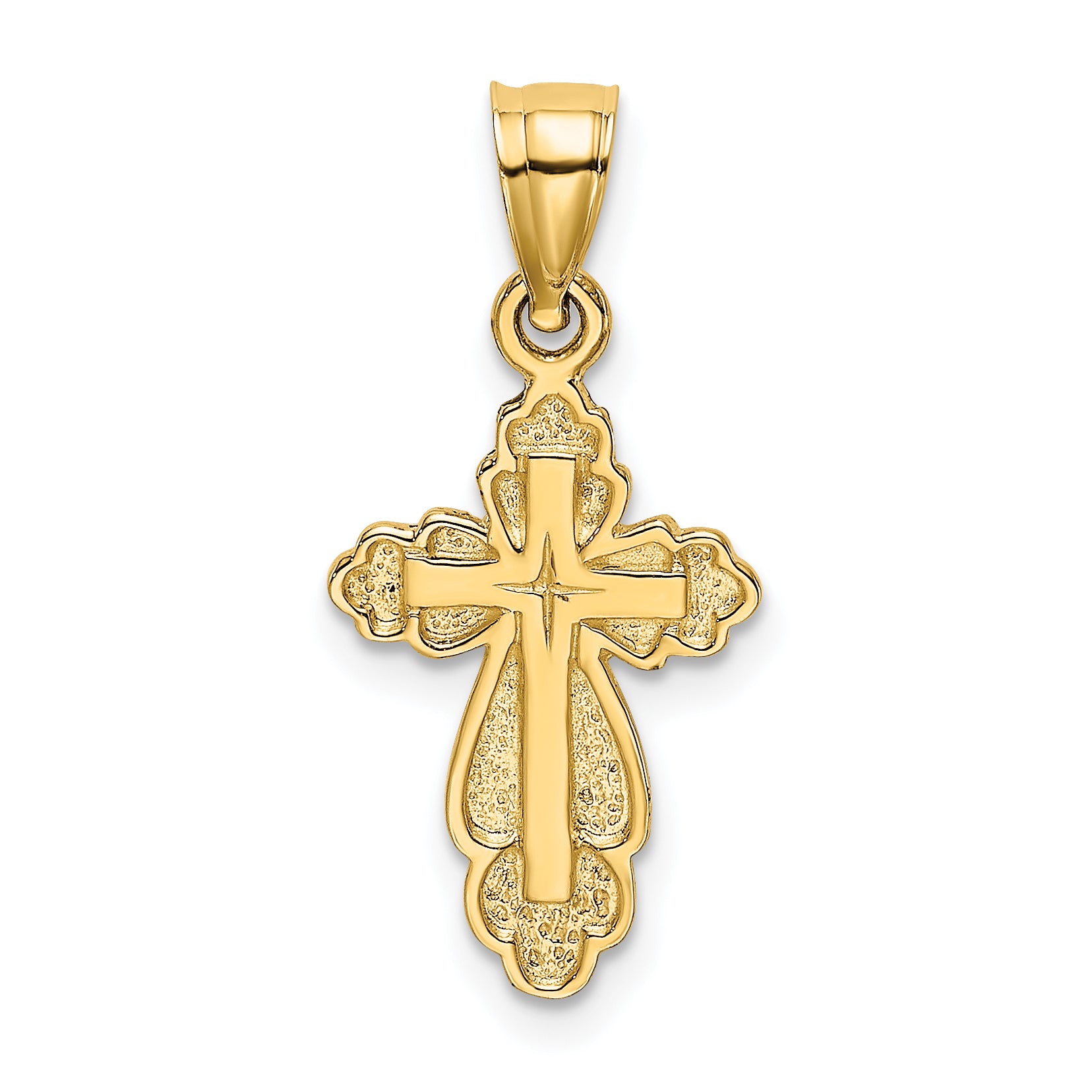 14K Solid Polished and Textured Cross Charm Main image