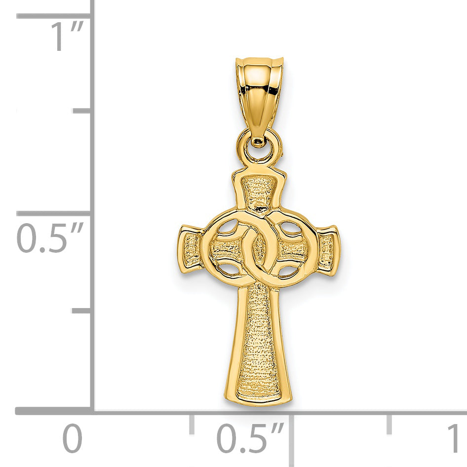 14K Solid Cross w/ Eternity Rings Cross Charm
