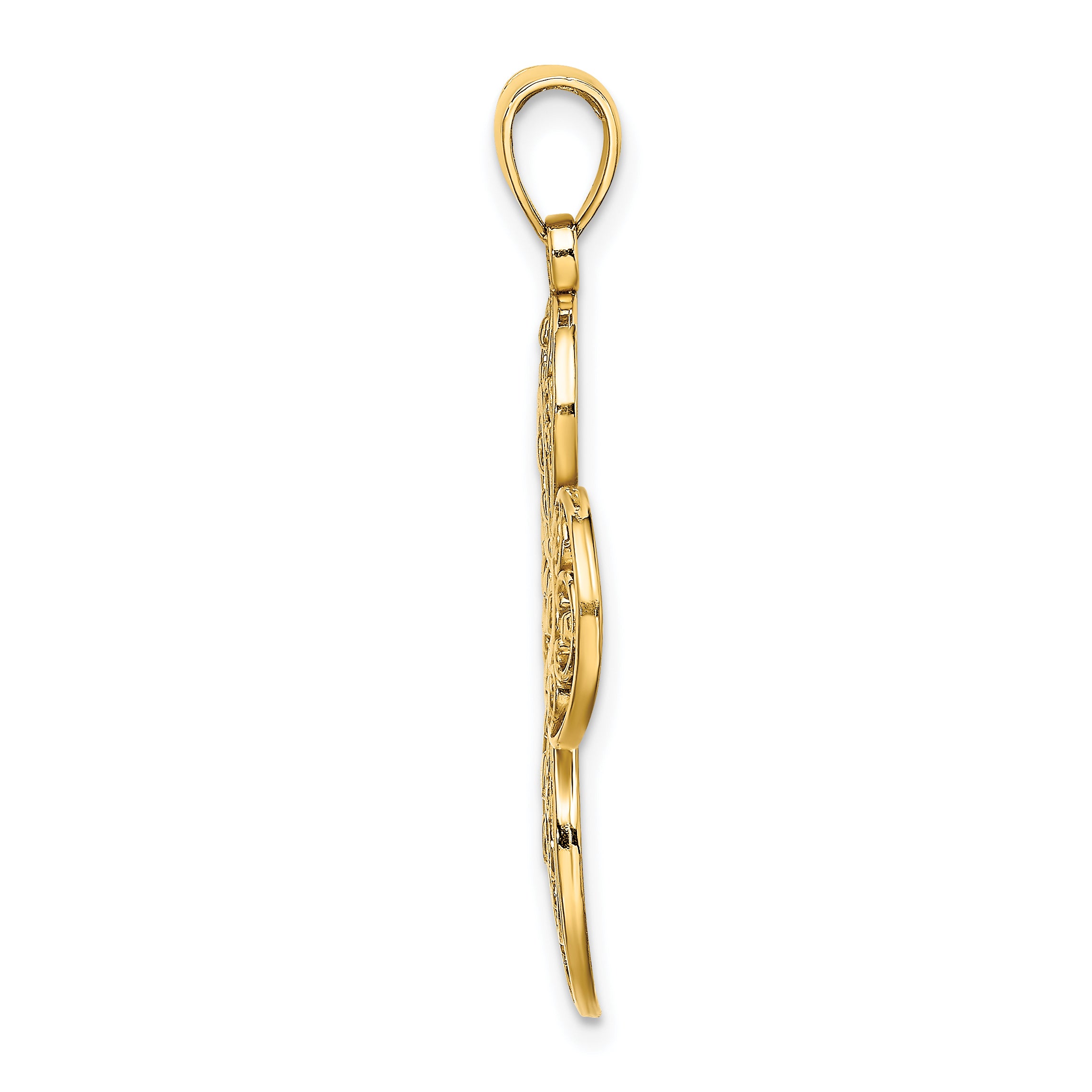 14K Cut-Out w/ Rounded Tips Filigree Cross Charm Secondary image