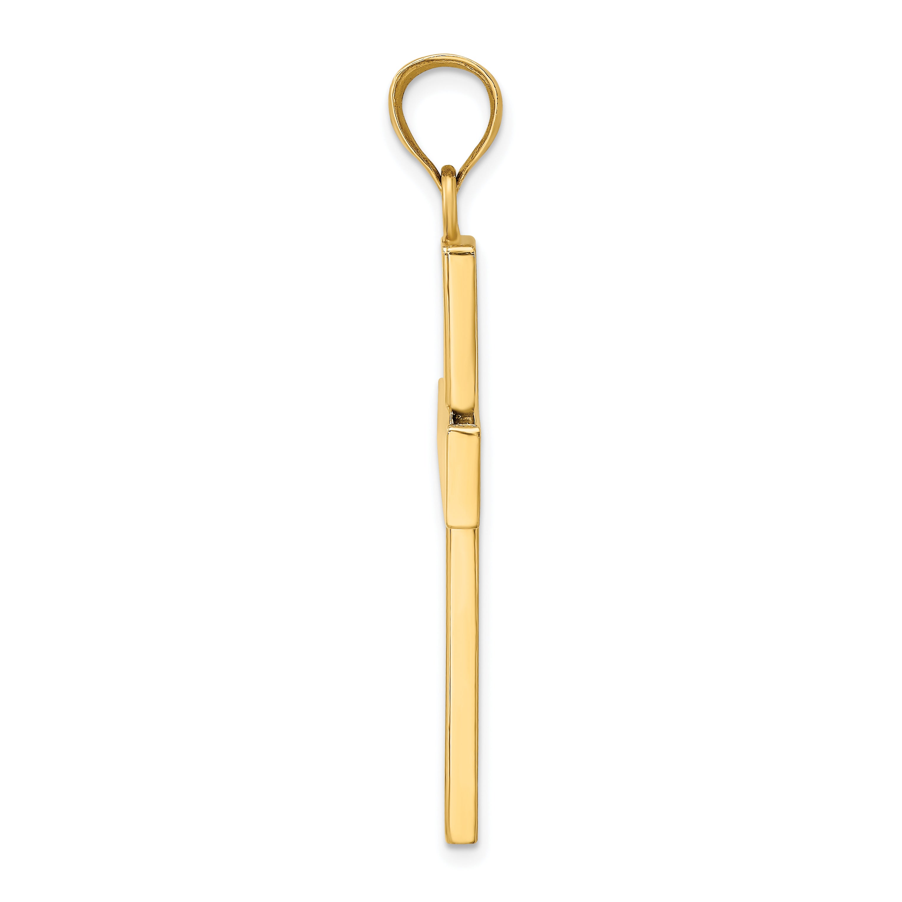 14K Polished Large Block Cross w/Open Back Charm