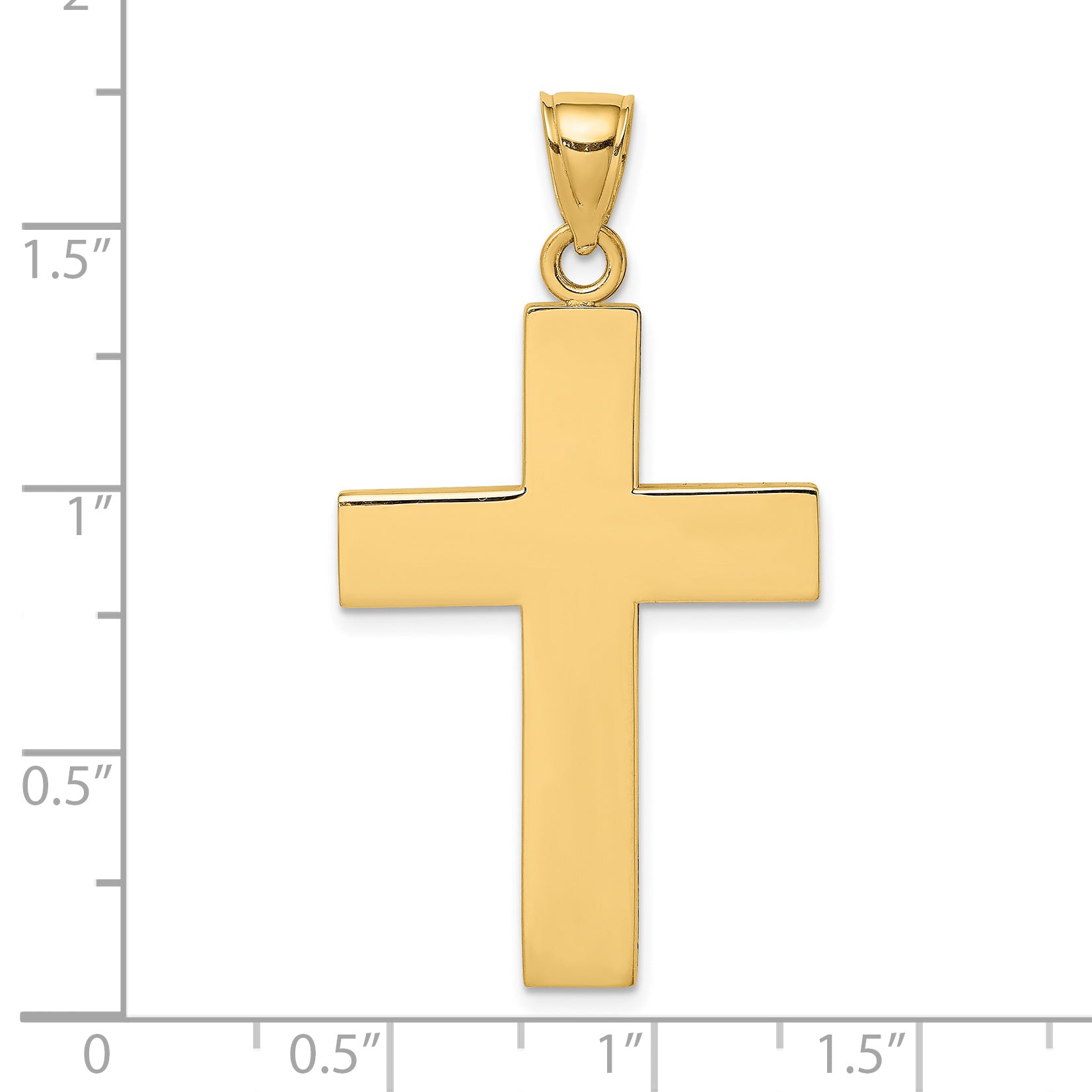 14K Polished Large Block Cross w/Open Back Charm