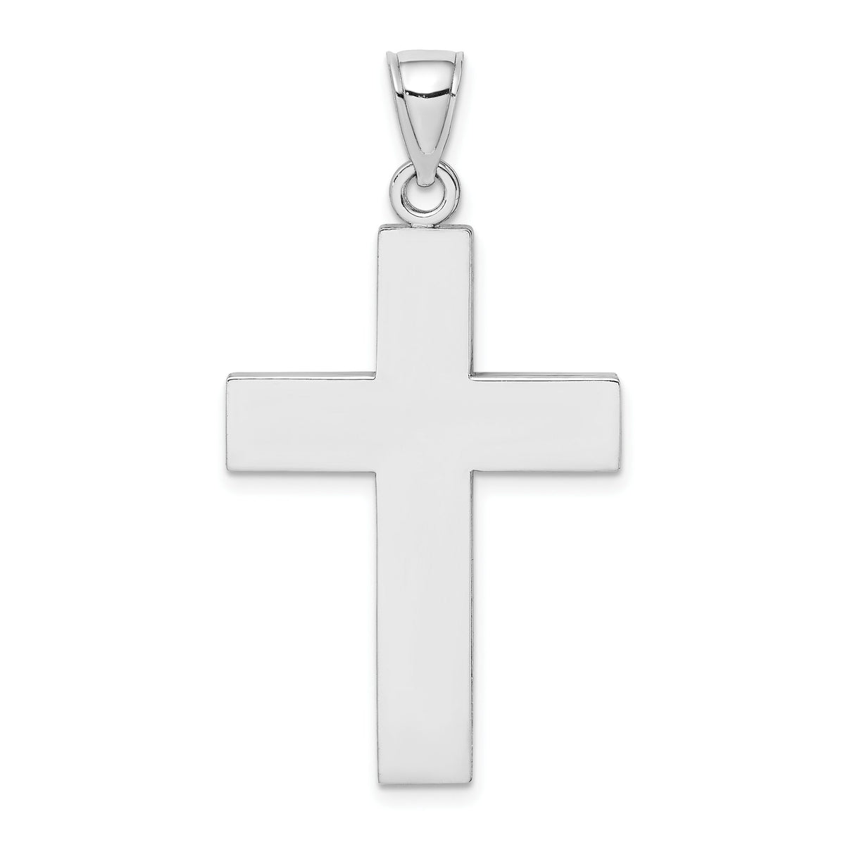 Large Block Cross Charm in 14K White Gold, 43mm - Sophia Jewelers Main image