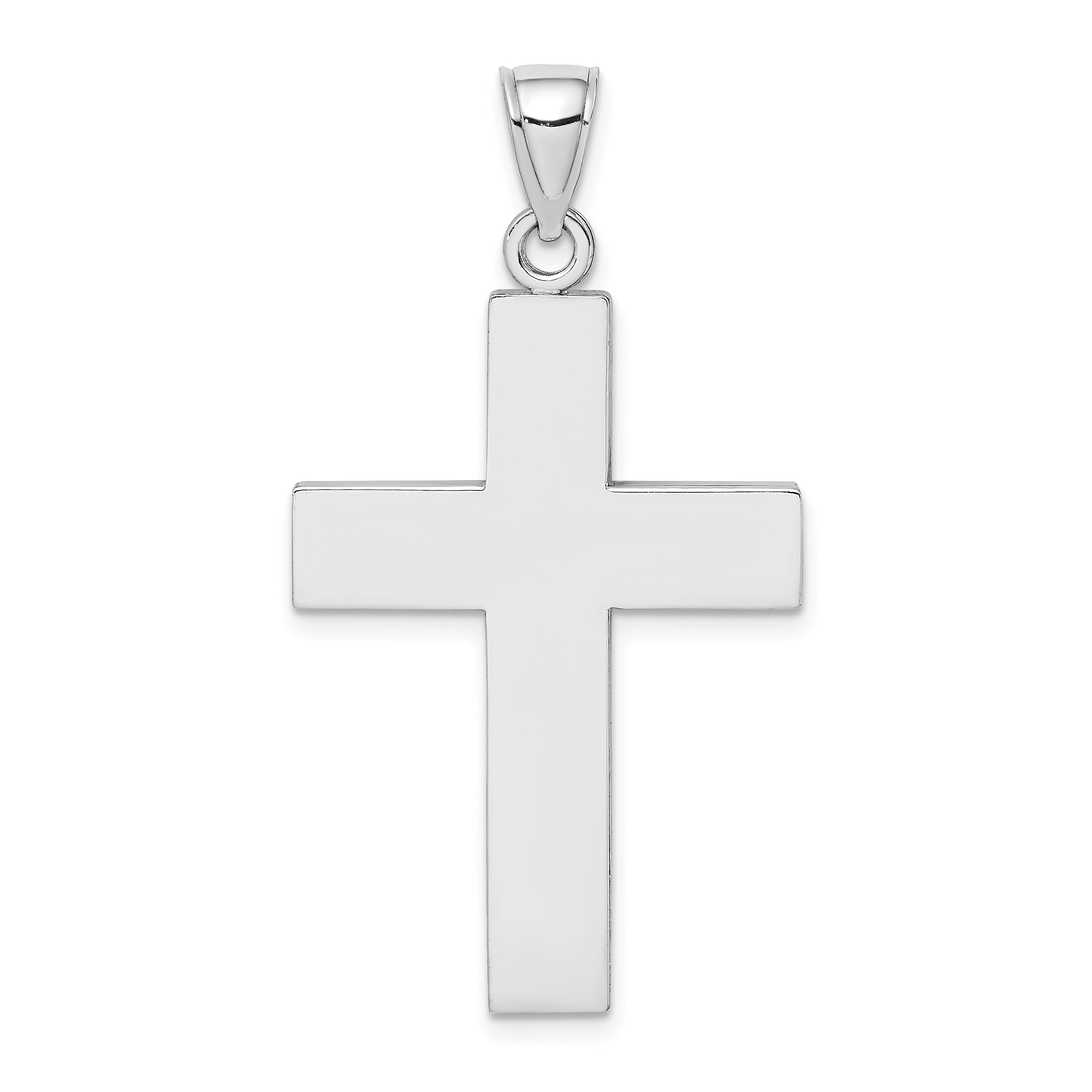 14KWhite Gold Large Block Cross w/Open Back Charm Main image