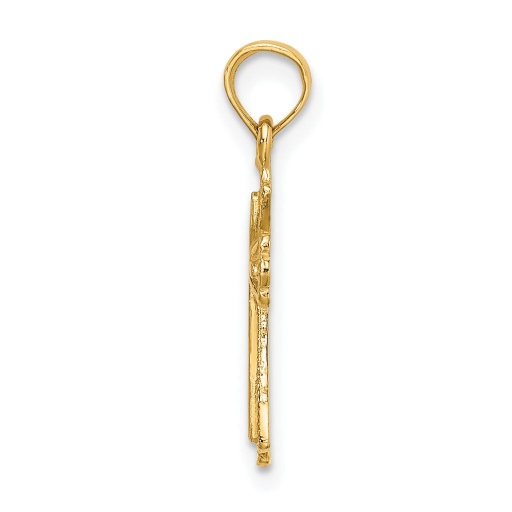 14K Engraved Small Cross w/ X  Center Charm