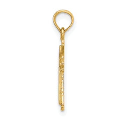 14K Engraved Small Cross w/ X  Center Charm