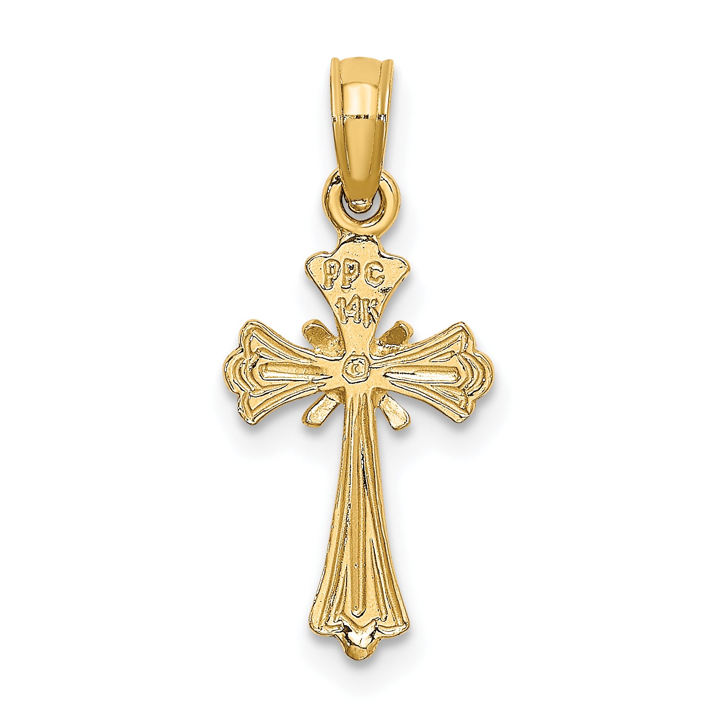 14K Engraved Small Cross w/ X  Center Charm