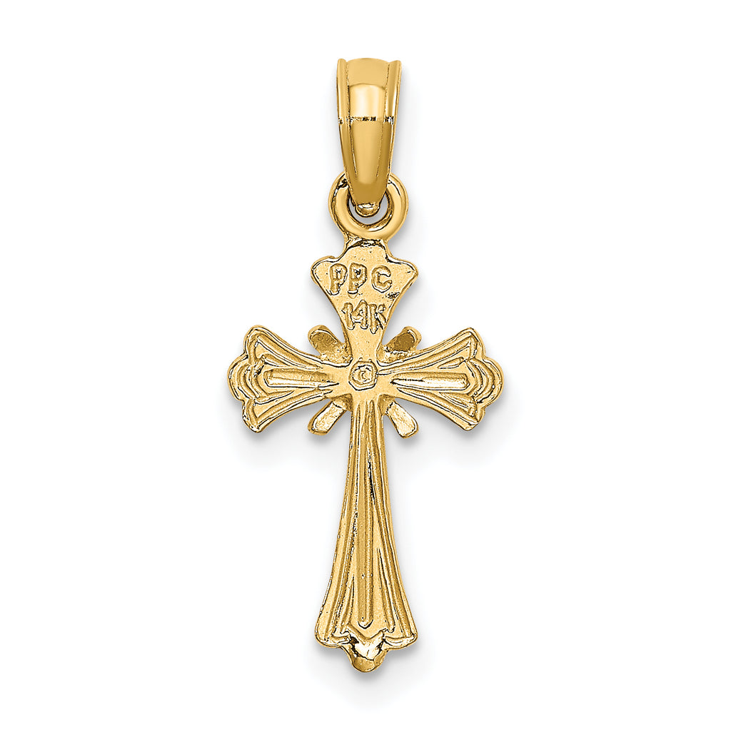 14K Engraved Small Cross w/ X  Center Charm