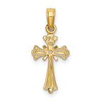 14K Engraved Small Cross w/ X  Center Charm
