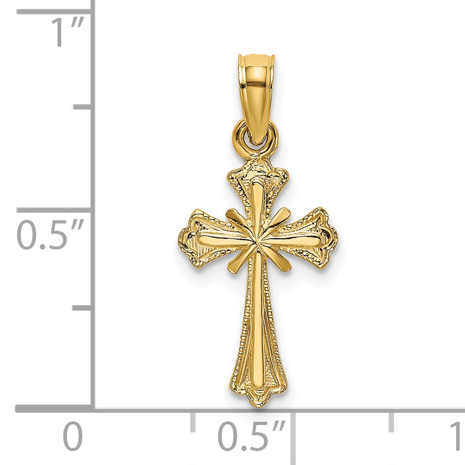14K Engraved Small Cross w/ X  Center Charm