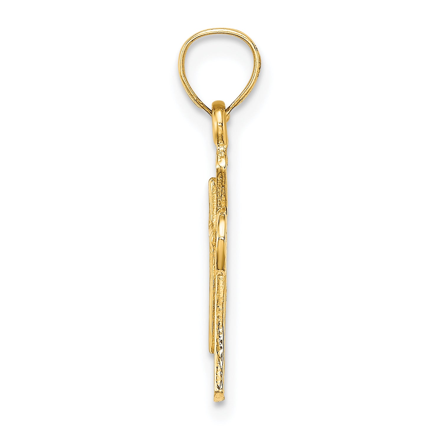 14K Solid Textured Cross Charm