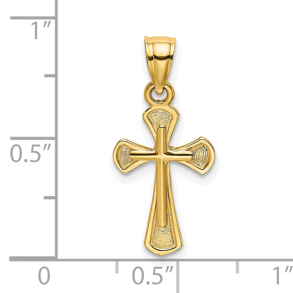 14K Solid Textured Cross Charm