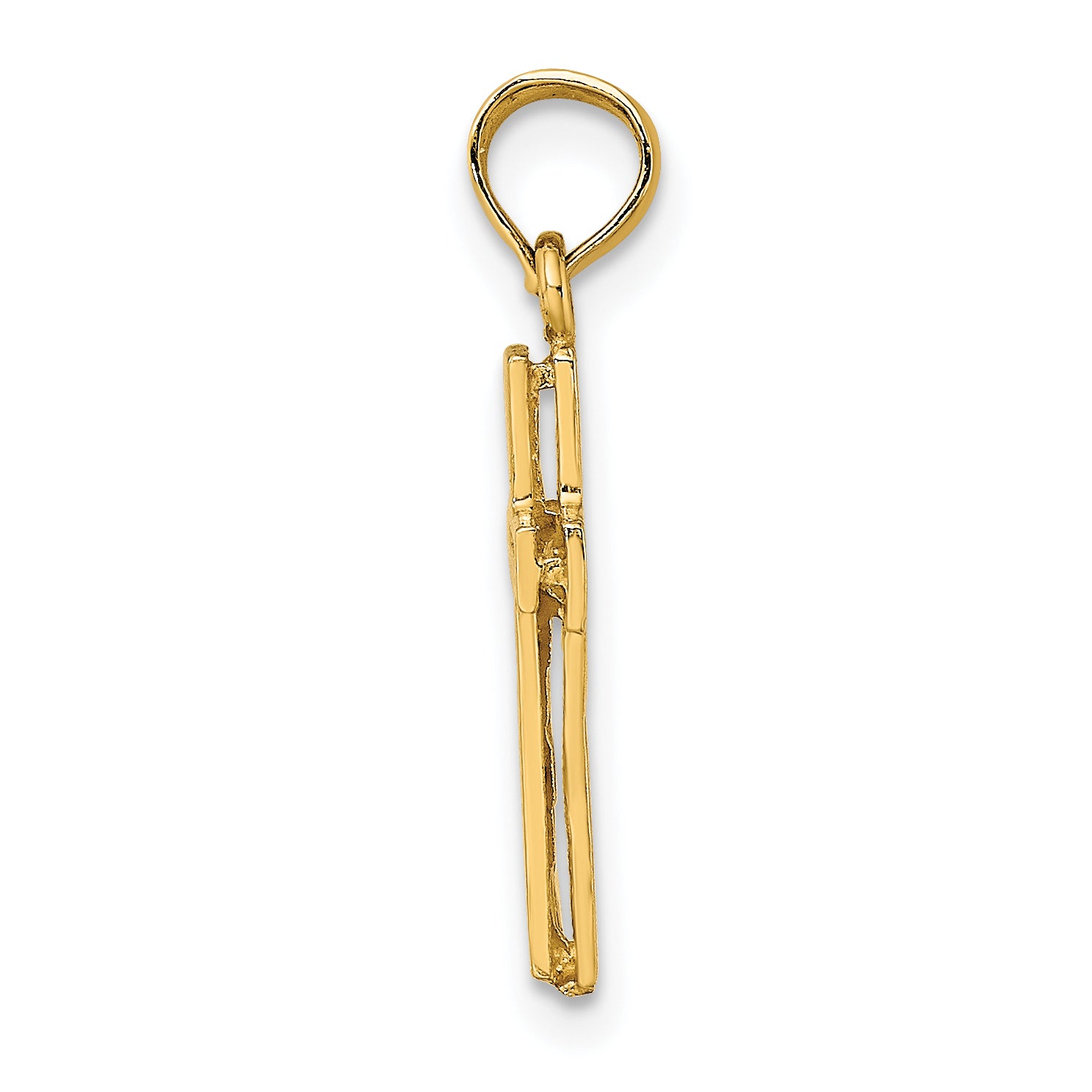 14K 2-D Polished Textured Cross Charm Secondary image