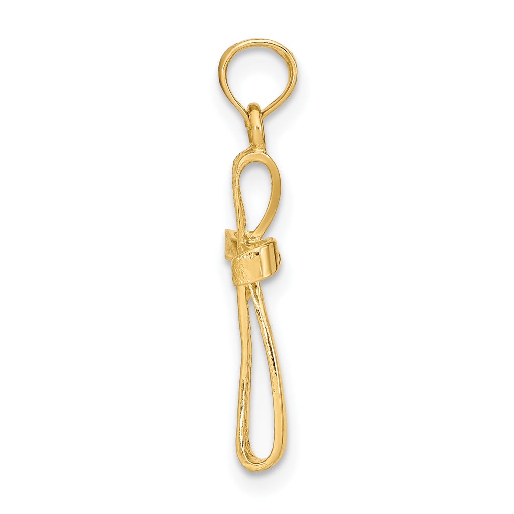 14K 3-D Engraved Polished Twisted Cross Charm