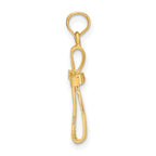 14K 3-D Engraved Polished Twisted Cross Charm