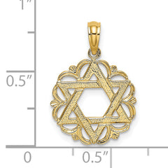 14K Star Of David In Scalloped Circle Charm