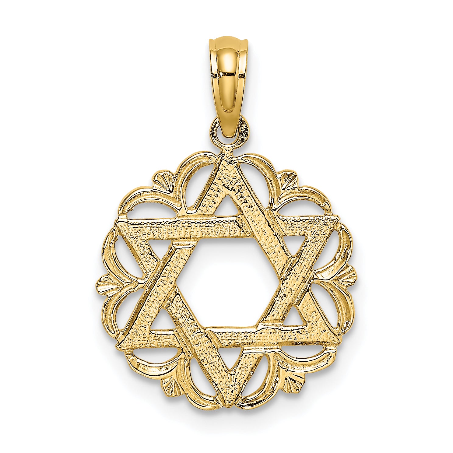 14K Star Of David In Scalloped Circle Charm Main image