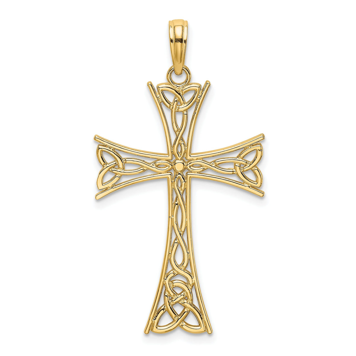 Celtic Knot Cross Charm in 14K Yellow Gold, 34mm - Sophia Jewelers Main image