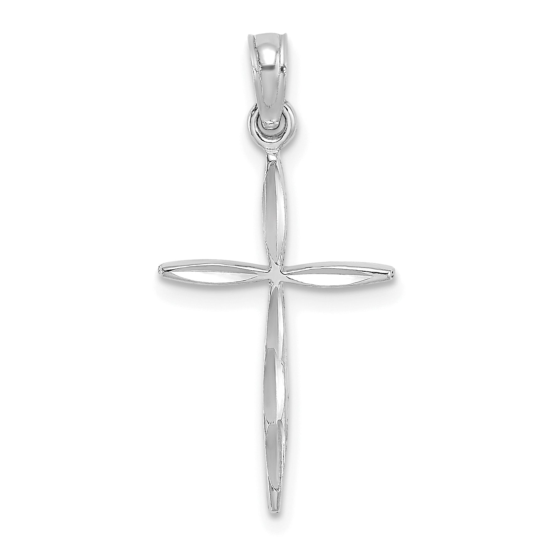 14K White Gold D/C with Tapered Ends Cross Charm Main image
