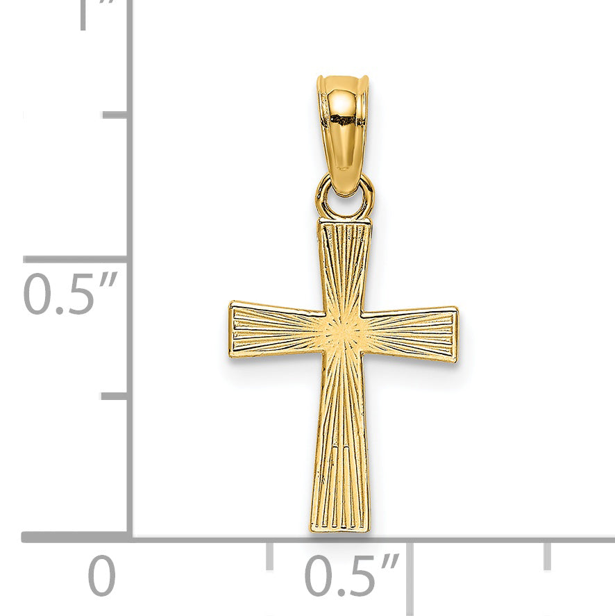 14K Small Textured Cross Charm