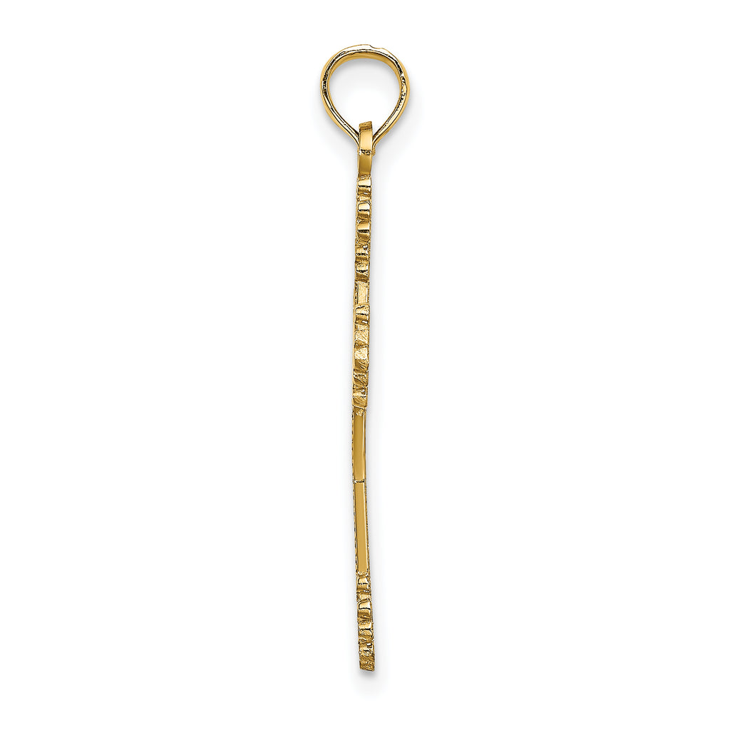 14K Beaded Tip Cross w/ Heart Center Charm