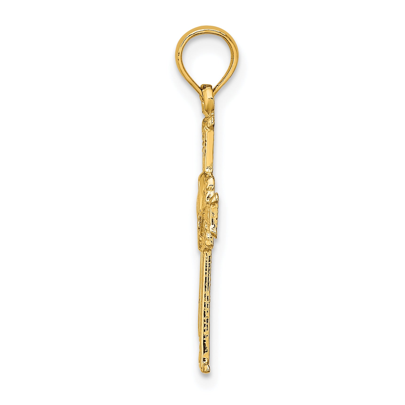 14K Polished and Engraved Cross and Dove Charm Secondary image