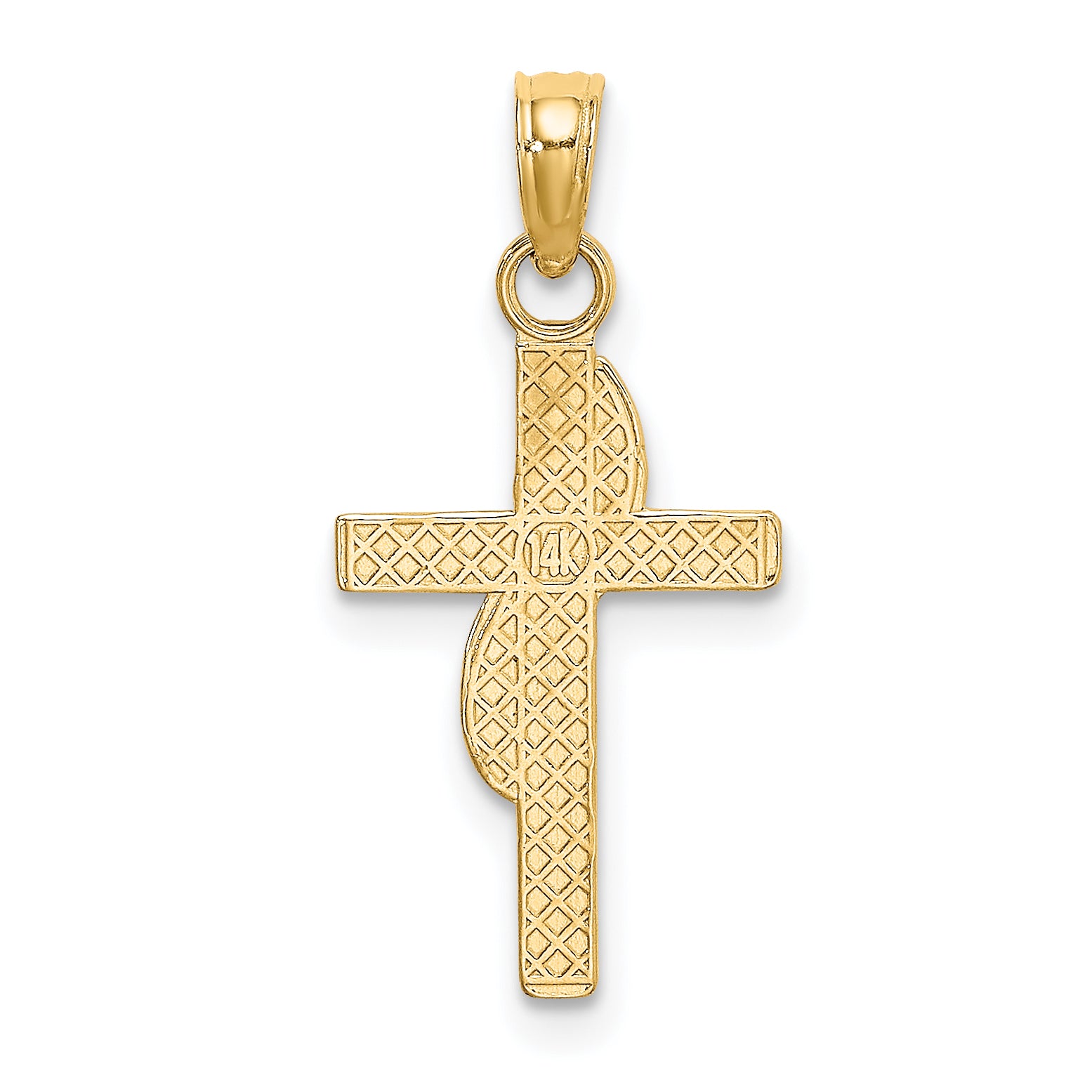 14K Polished W/ Banner Cross Charm
