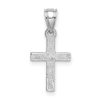 14K White Gold Diamond Shape Center Mini Cross Charm