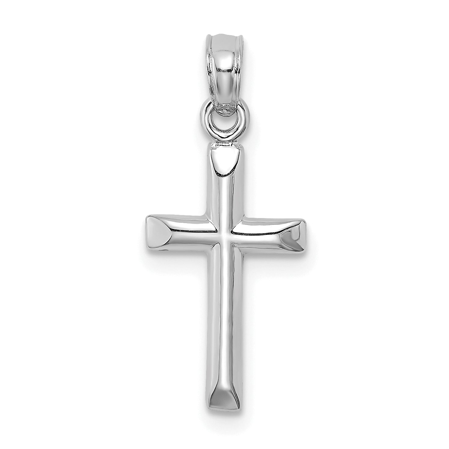 14K White Gold Polished Cross Charm Main image