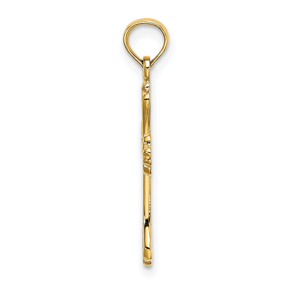14K Polished Engraved Cross Charm