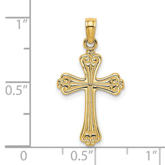 14K Polished Engraved Cross Charm