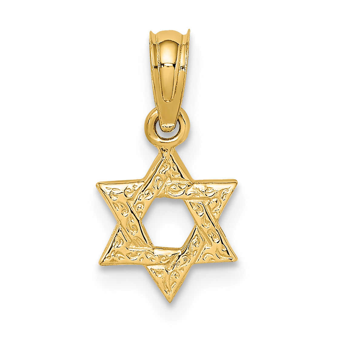 14K Mini Star Of David w/ Engraved Swirl Charm