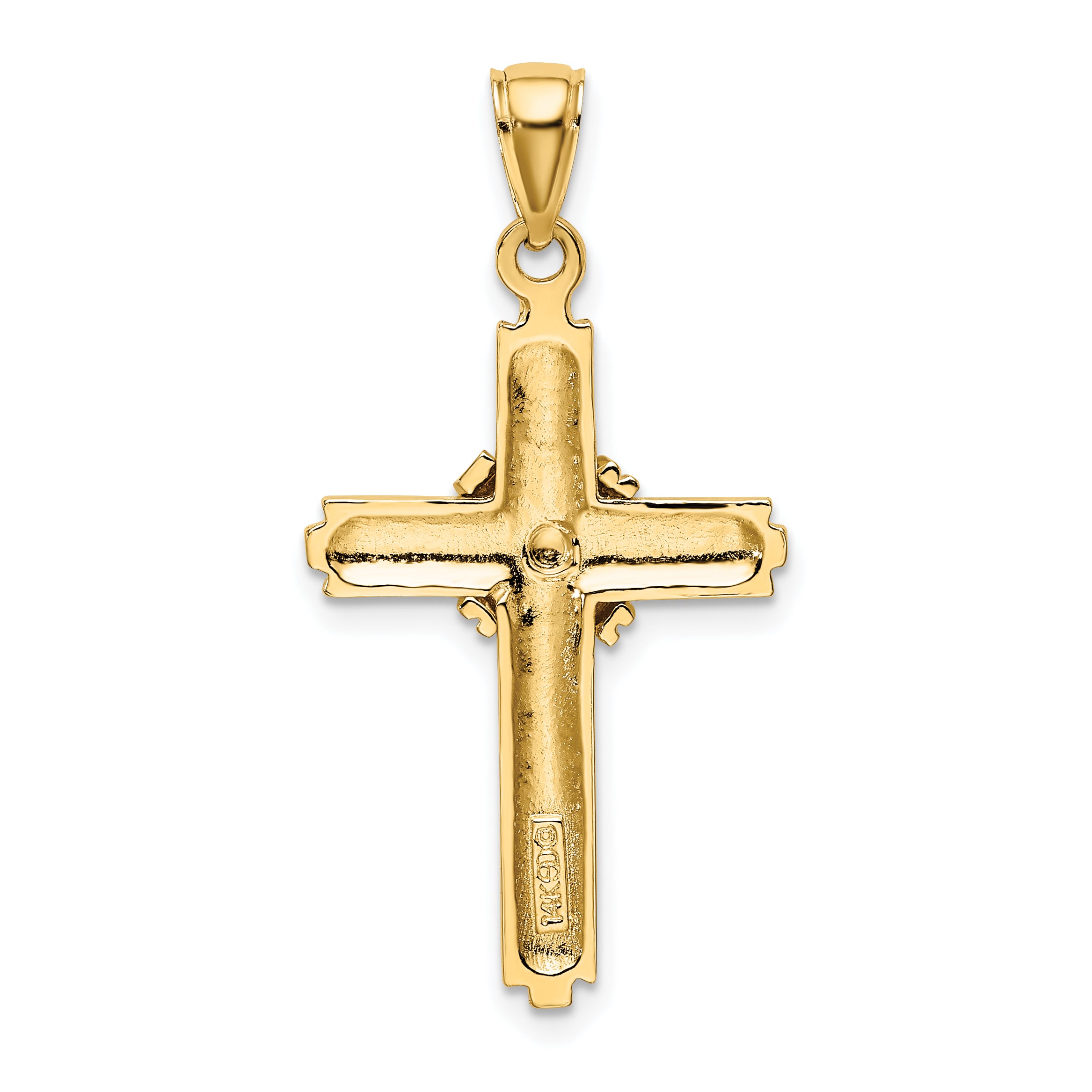 14K Beaded Center Design Cross Charm
