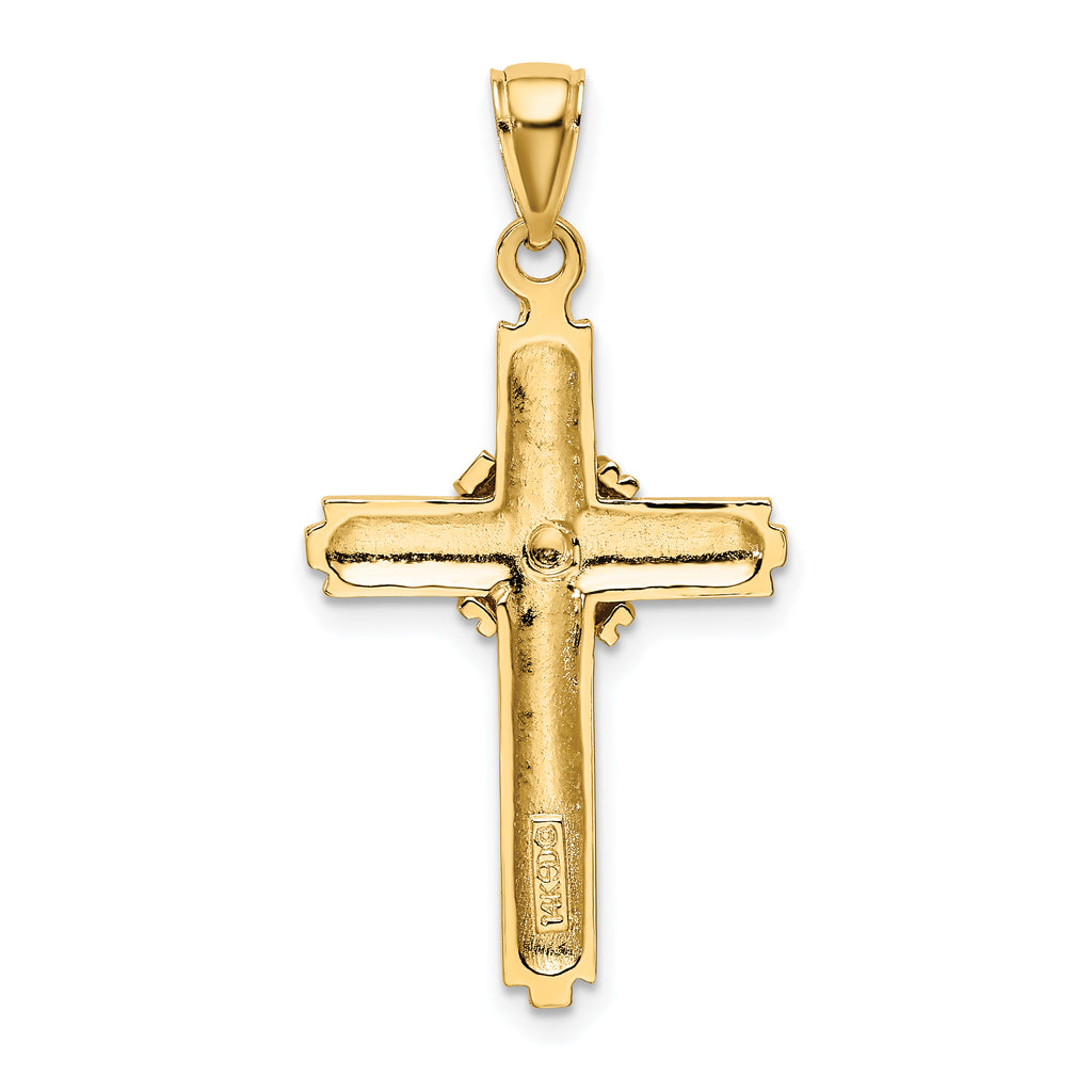 14K Beaded Center Design Cross Charm
