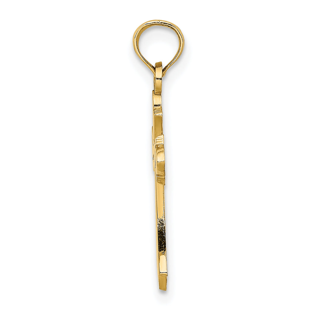 14K Polished Cross w/ Heart Charm
