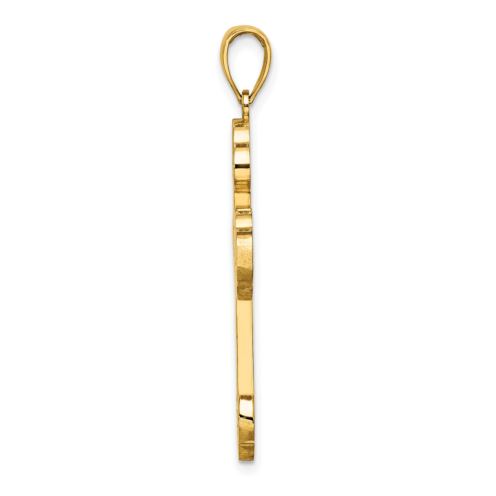 14K Scroll Cross W/ Sunburst Center Charm