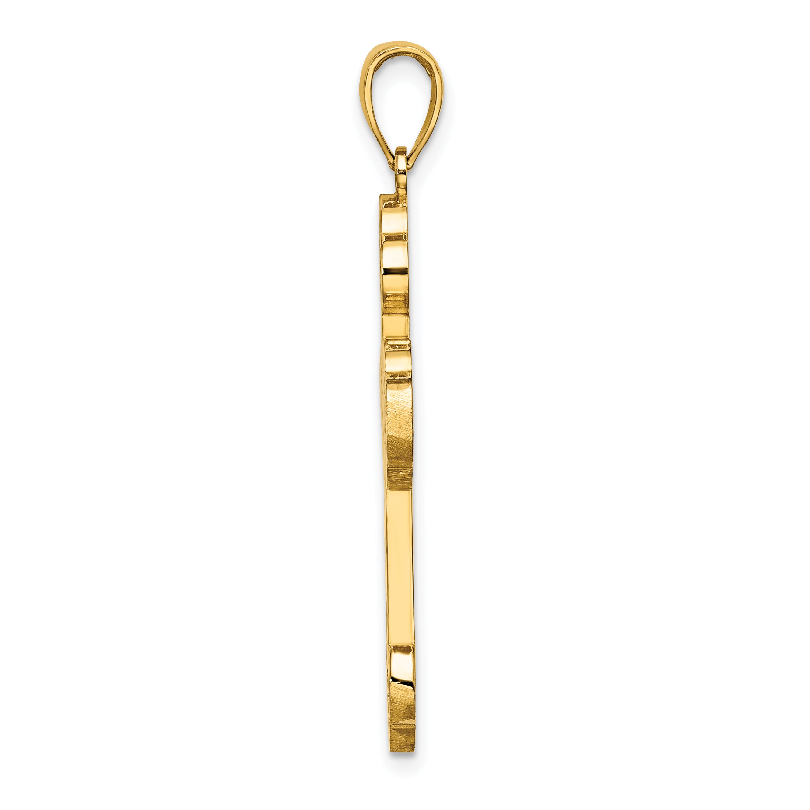 14K Scroll Cross W/ Sunburst Center Charm