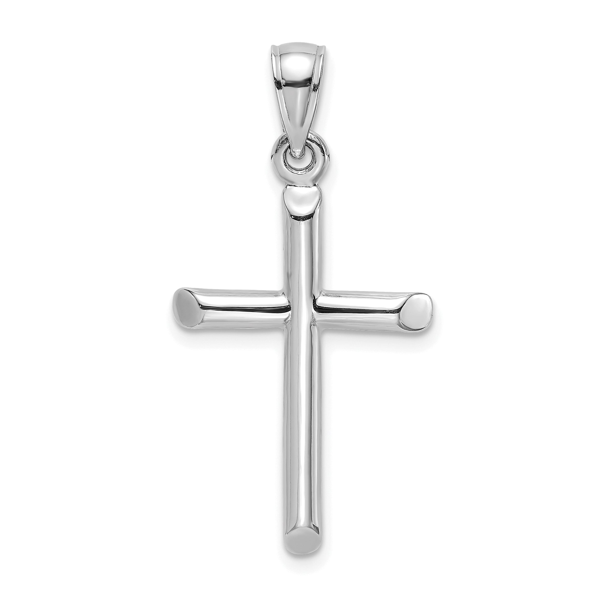 14K White Gold Polished Cylinder Cross Charm Main image