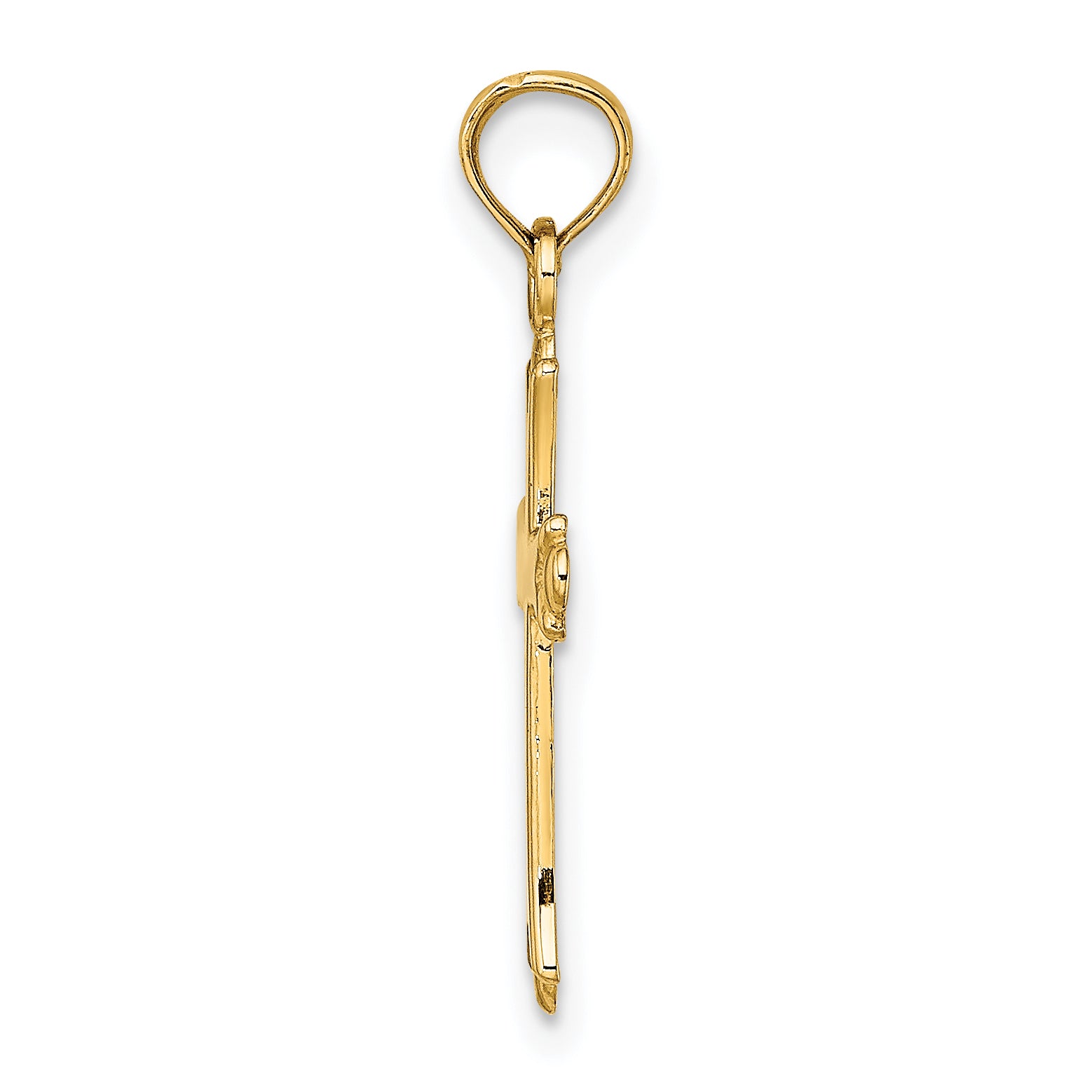 14K 2-D  Polished Cross Charm