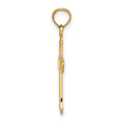 14K 2-D  Polished Cross Charm