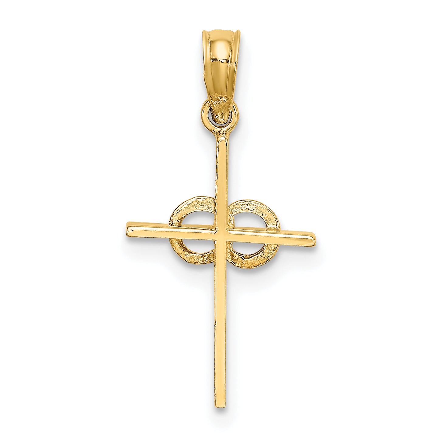 14K Polished Infinity Circles Cross Charm