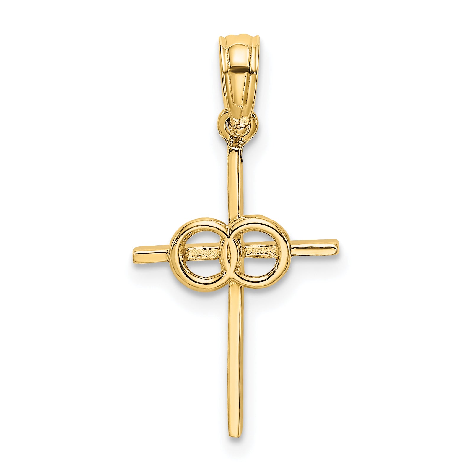 14K Polished Infinity Circles Cross Charm Main image