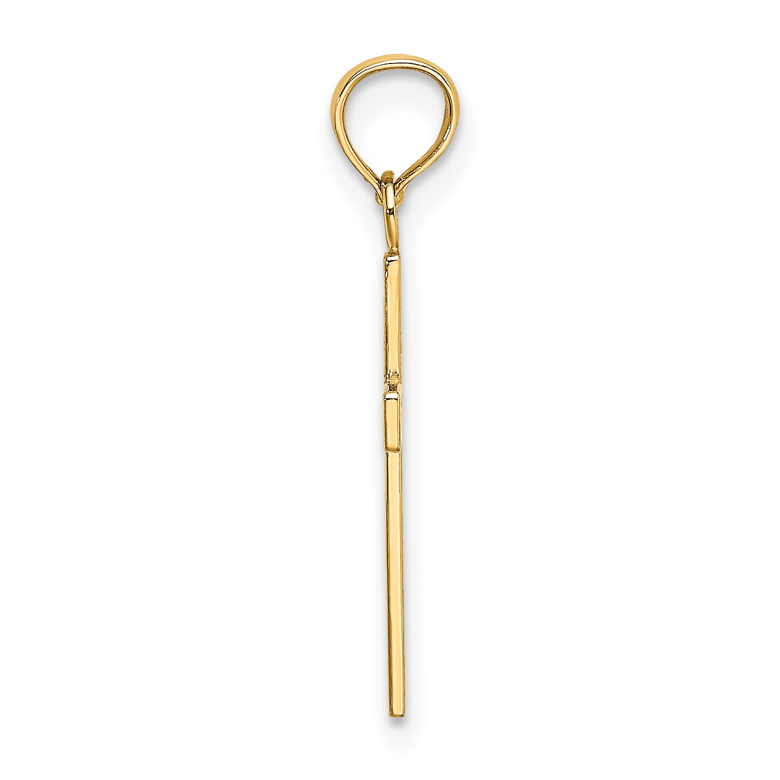 14K Textured Center Block Cross Charm