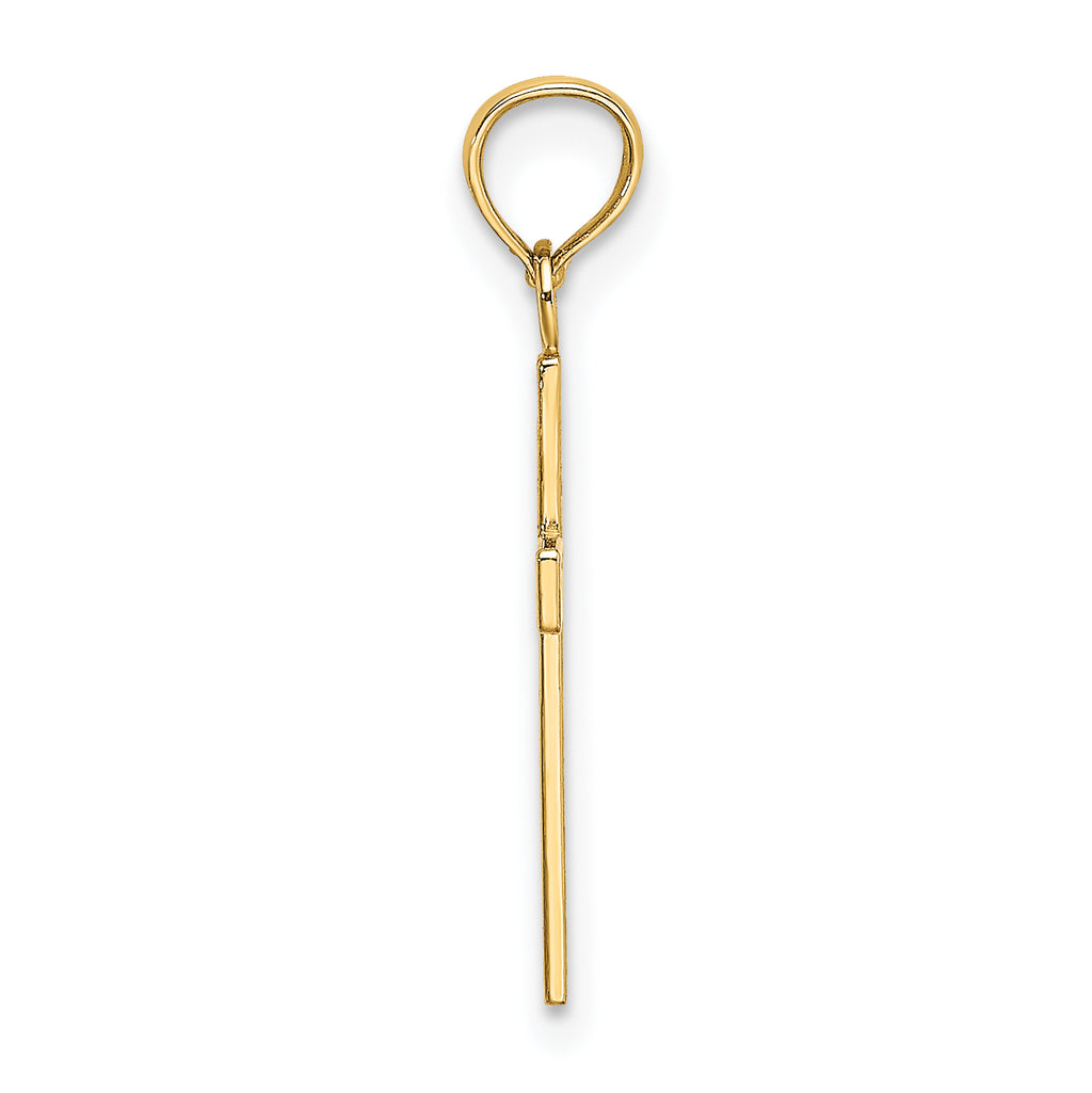 14K Textured Center Block Cross Charm