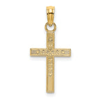 14K Textured Center Block Cross Charm