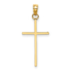 14K 3-D and Polished Stick Cross Charm